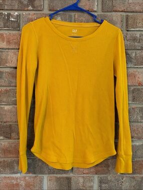 GAP Women's Mustard Waffle Knit Long Sleeve Top